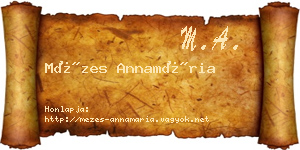 Mézes Annamária névjegykártya
